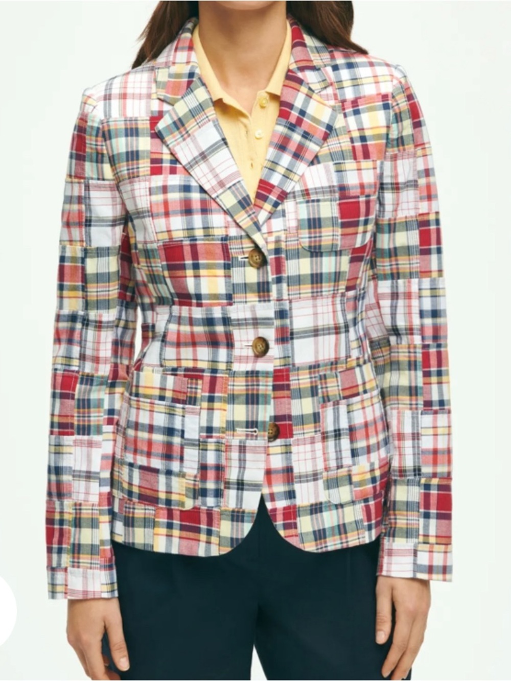 Brooks Brother Relaxed Madras Patchwork Jacket In Cotton size 4